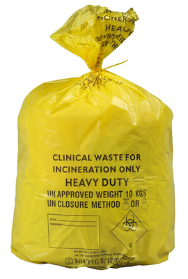 LDPE/HDPE/MDPE μολυσματική μίας χρήσης κίτρινη κλινική μεταφορά τσαντών αποβλήτων