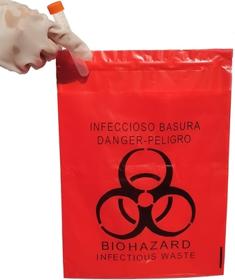 LDPE ραβδί στις τσάντες διάθεσης Biohazard, ιατρικές τσάντες διάθεσης αποβλήτων
