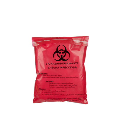 Convinent 2 Mil κολλητικές Biohazard κόκκινες ιατρικές τσάντες αποβλήτων 28 X 38 εκατ.