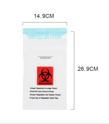 95kap LDPE πυκνά 0.04mm Ziplock Biohazard πλαστικών τσαντών χυτρών πιέσεως