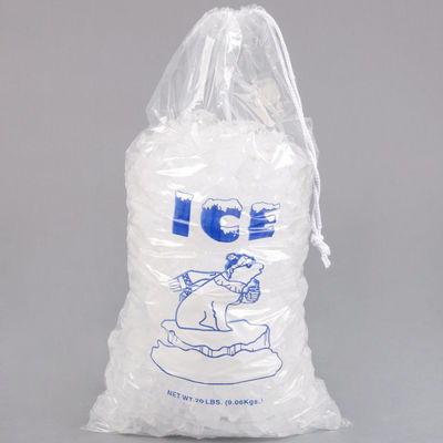 20lb LDPE οι ανθεκτικές πλαστικές τσάντες φραγμών πάγου συγκολλούν με θερμότητα με την περάτωση Drawstring