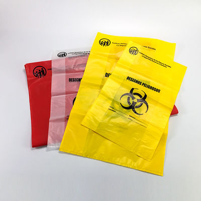 HDPE μίας χρήσης τσάντα χυτρών πιέσεως Biohazard, κίτρινες ιατρικές τσάντες διάθεσης αποβλήτων