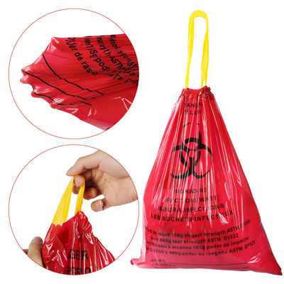 SGS Drawstring τα ιατρικά απορρίματα Biohazard τσαντών αποβλήτων προσαρμόζουν το μέγεθος