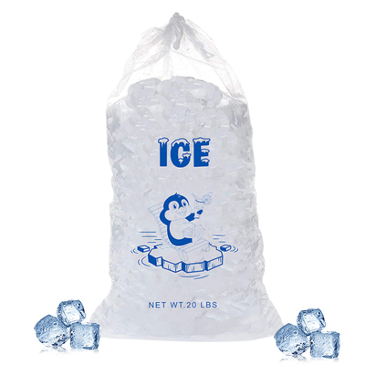 20lb LDPE οι ανθεκτικές πλαστικές τσάντες πάγου συγκολλούν με θερμότητα με την περάτωση Drawstring